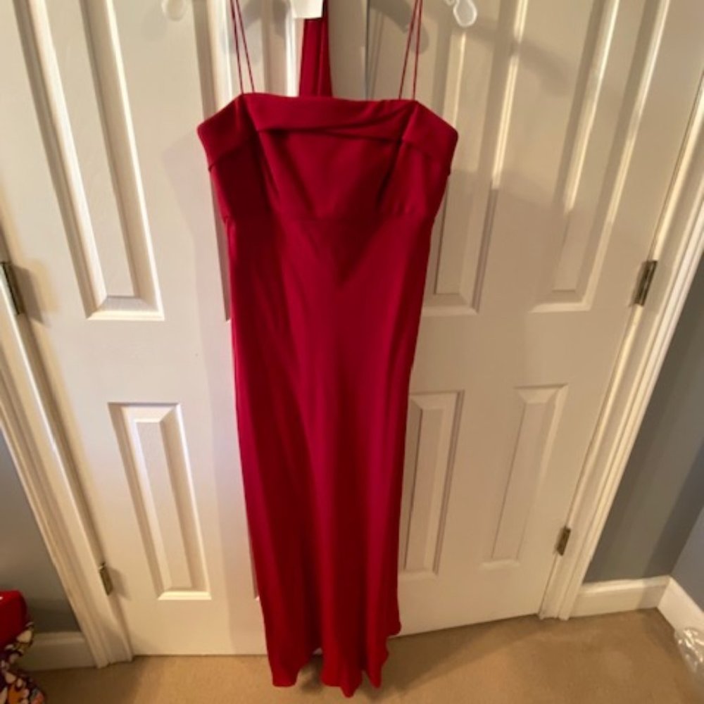 Apple red prom dress with shawl